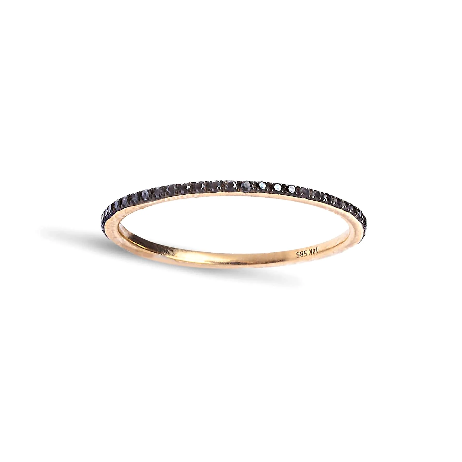 14K Gold and Black Diamond Eternity Stacking Rings