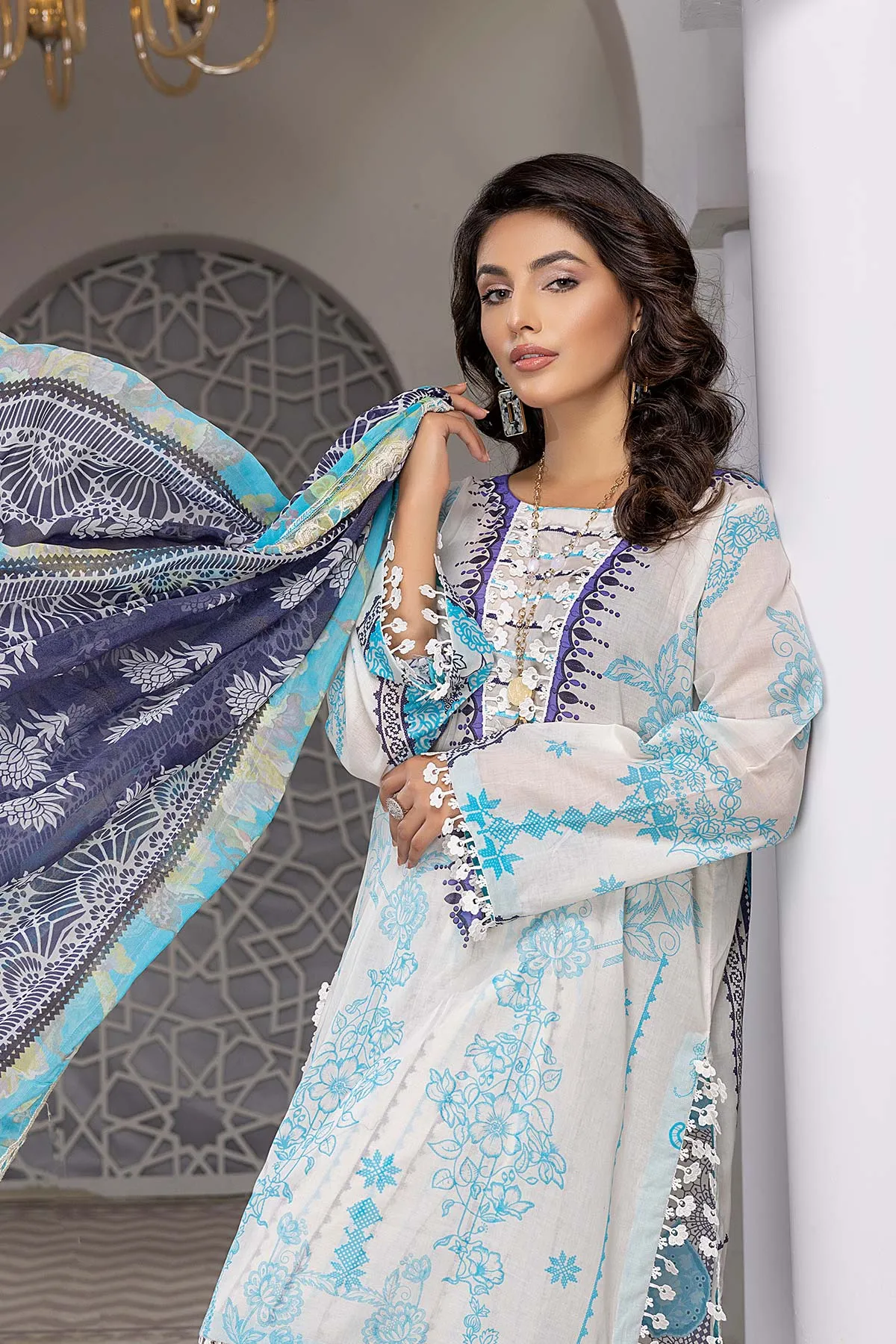 3-Pc Charizma Lawn Printed Suit with Embroidered Dupatta PEC22-57-S