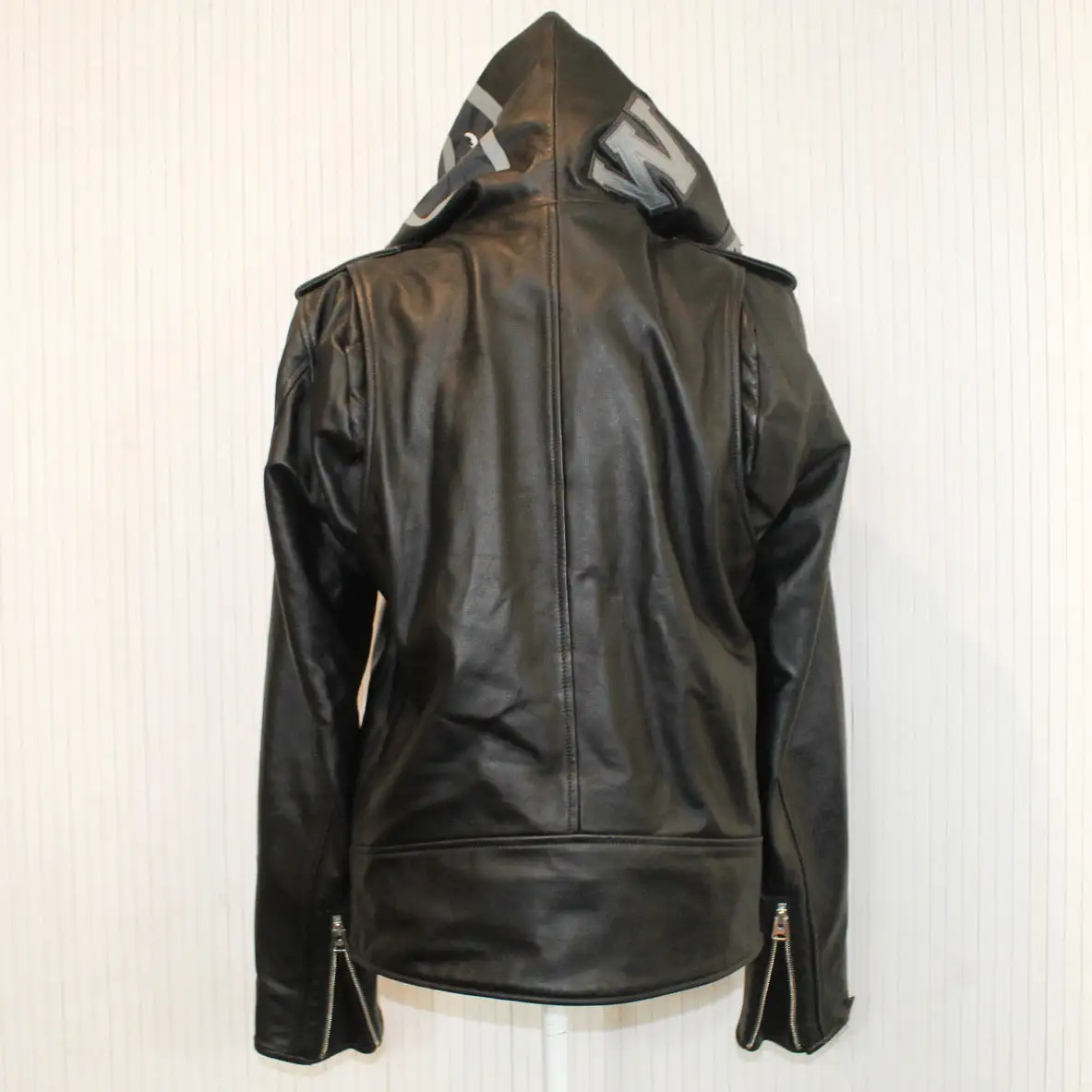 A Bathing Ape Keith Flint's Black Leather Shark Hood Jacket M