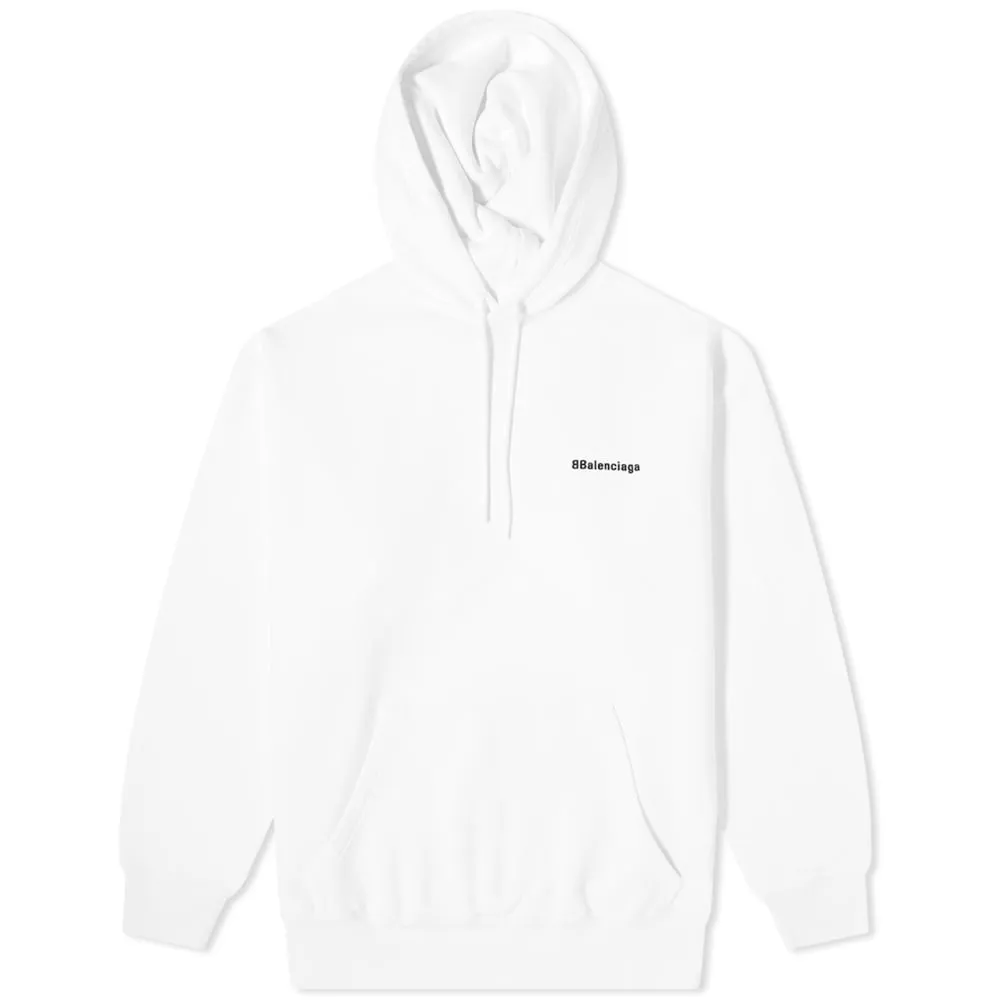 Balenciaga Corporate Logo Popover HoodyWhite & Black