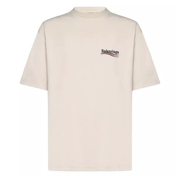 Balenciaga Political Campaign Embroidery Large Fit Tee Beige