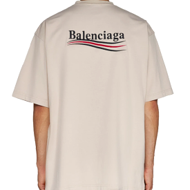 Balenciaga Political Campaign Embroidery Large Fit Tee Beige