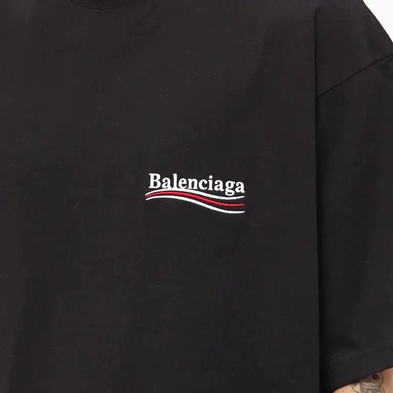 Balenciaga Political Campaign Embroidery Large Fit Tee Black