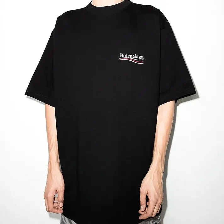 Balenciaga Political Campaign Embroidery Large Fit Tee Black