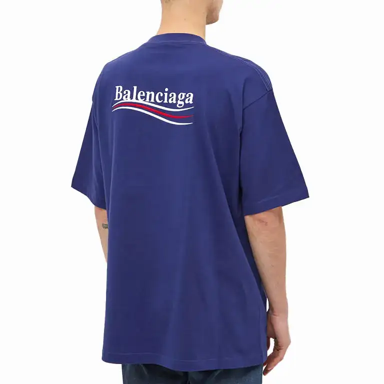 Balenciaga Political Campaign Embroidery Large Fit Tee Blue