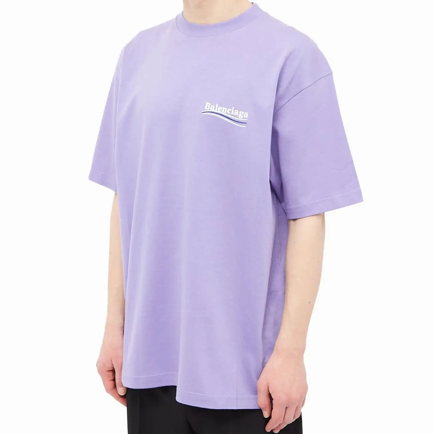 Balenciaga Political Campaign Embroidery Large Fit Tee Light Purple