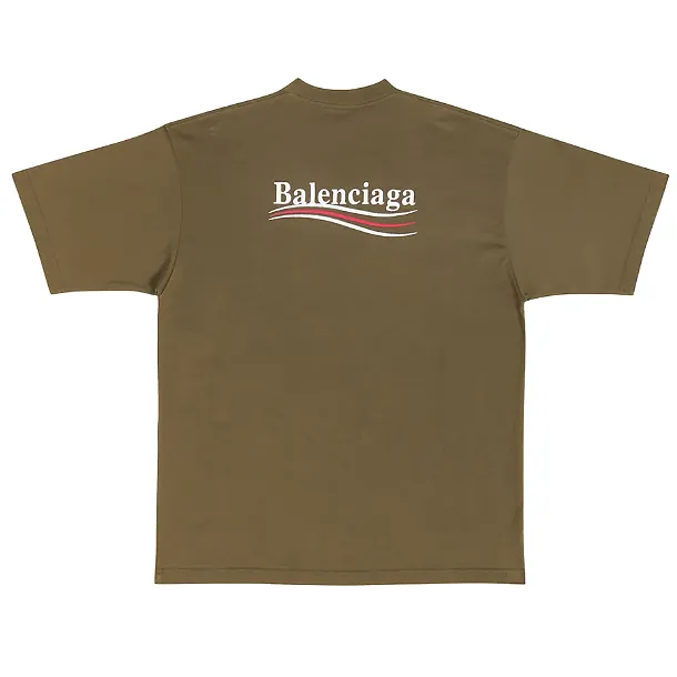 Balenciaga Political Campaign Embroidery Large Fit Tee Olive