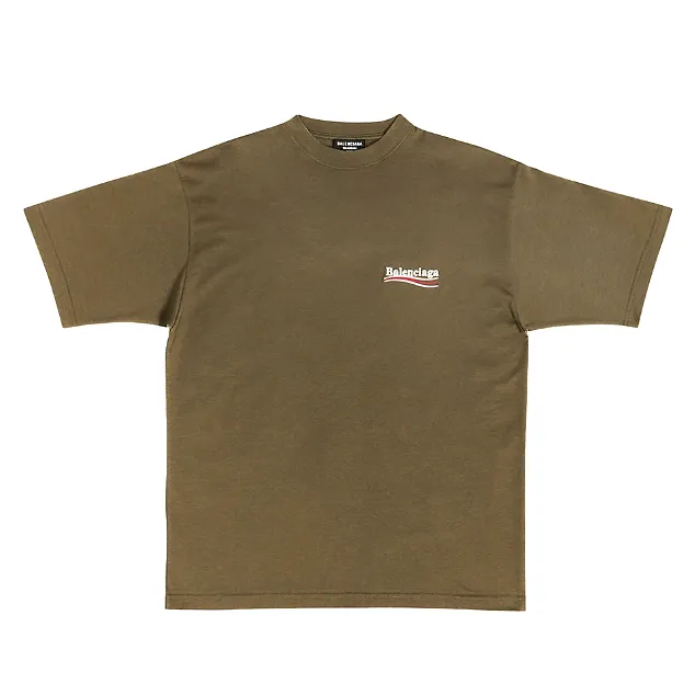 Balenciaga Political Campaign Embroidery Large Fit Tee Olive