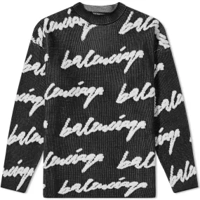 Balenciaga Signature Logo Intarsia KnitBlack & White