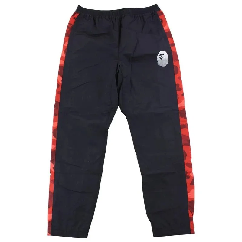 Bape Red Camo Strip Black Track Pants