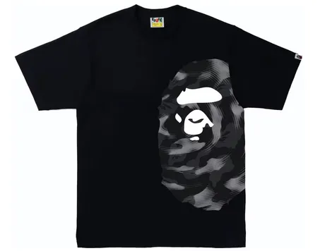 BAPE Stroke Camo Side Big Ape Head TeeBlack/Black