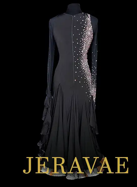 Black Diamond Ballroom Dress with optional floats and TONS of Swarovski Crystals SMO055 sz Large