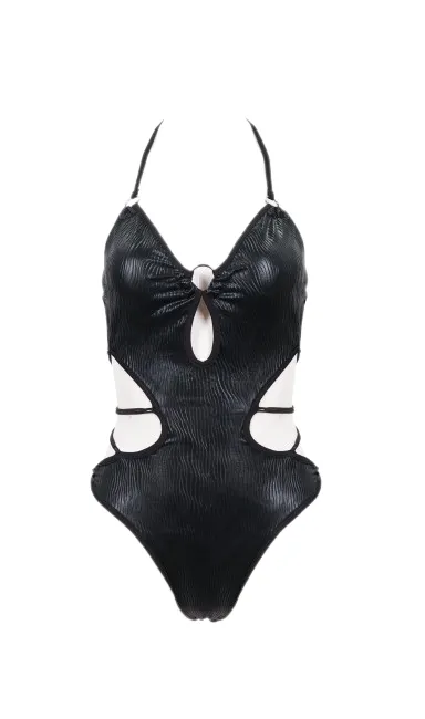 Black Liquid Patent Swimsuit