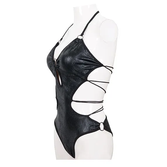 Black Liquid Patent Swimsuit