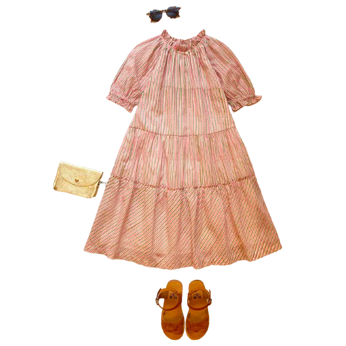 Bonton Child Emy Dress Pink Stripes