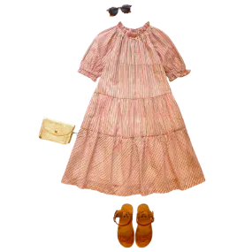 Bonton Child Emy Dress Pink Stripes