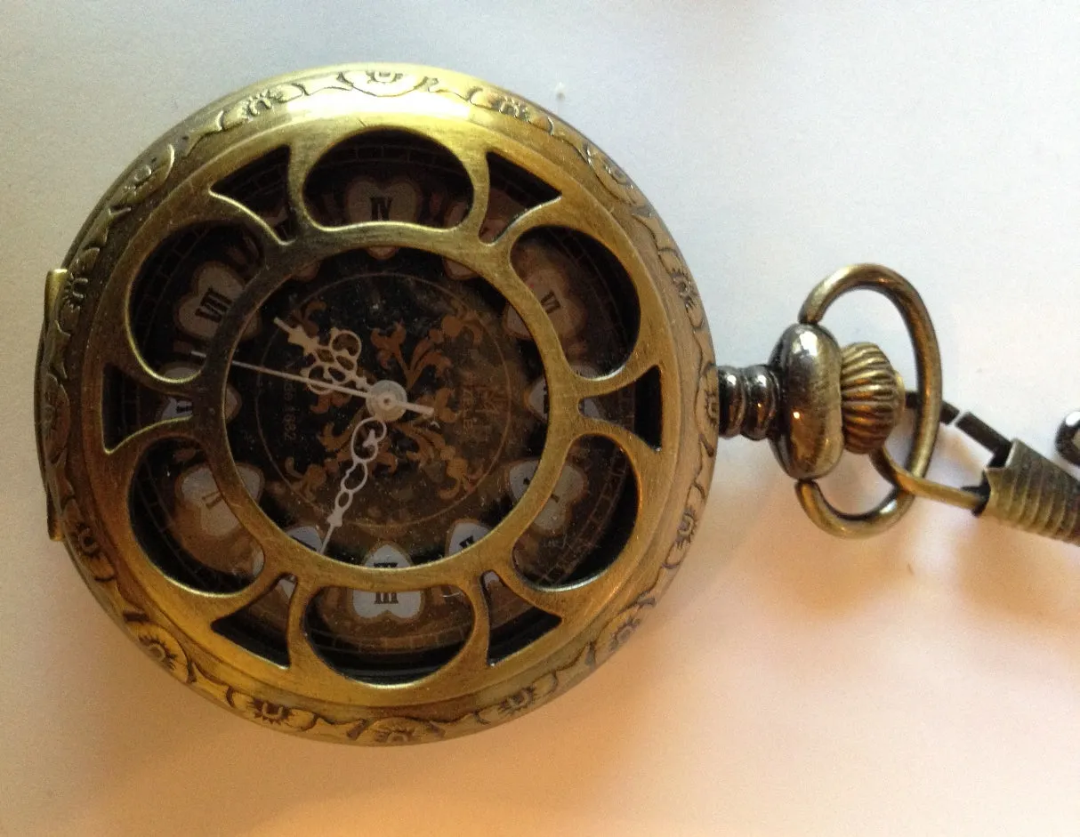 Bronze Hearts Pocket Watch