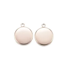 Cabochon Setting, 304 Stainless Steel, Pendant Base, Round, Rose Gold, Ion Plated, Bezel Cup, Fits 12mm