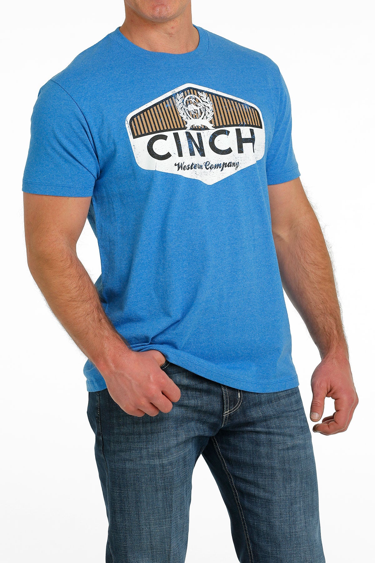 'Cinch' Men's Western Company Tee - Heather Blue