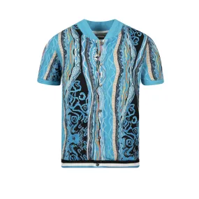 COOGI Bondi - Printed Cotton Jersey Button Snap Short Sleeve Top