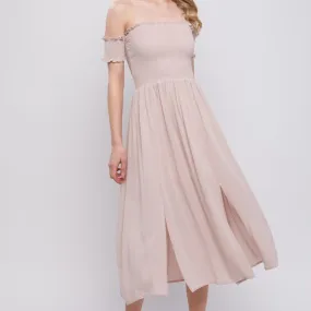 Feeling Free Flowy Off The Shoulder Dress Natural