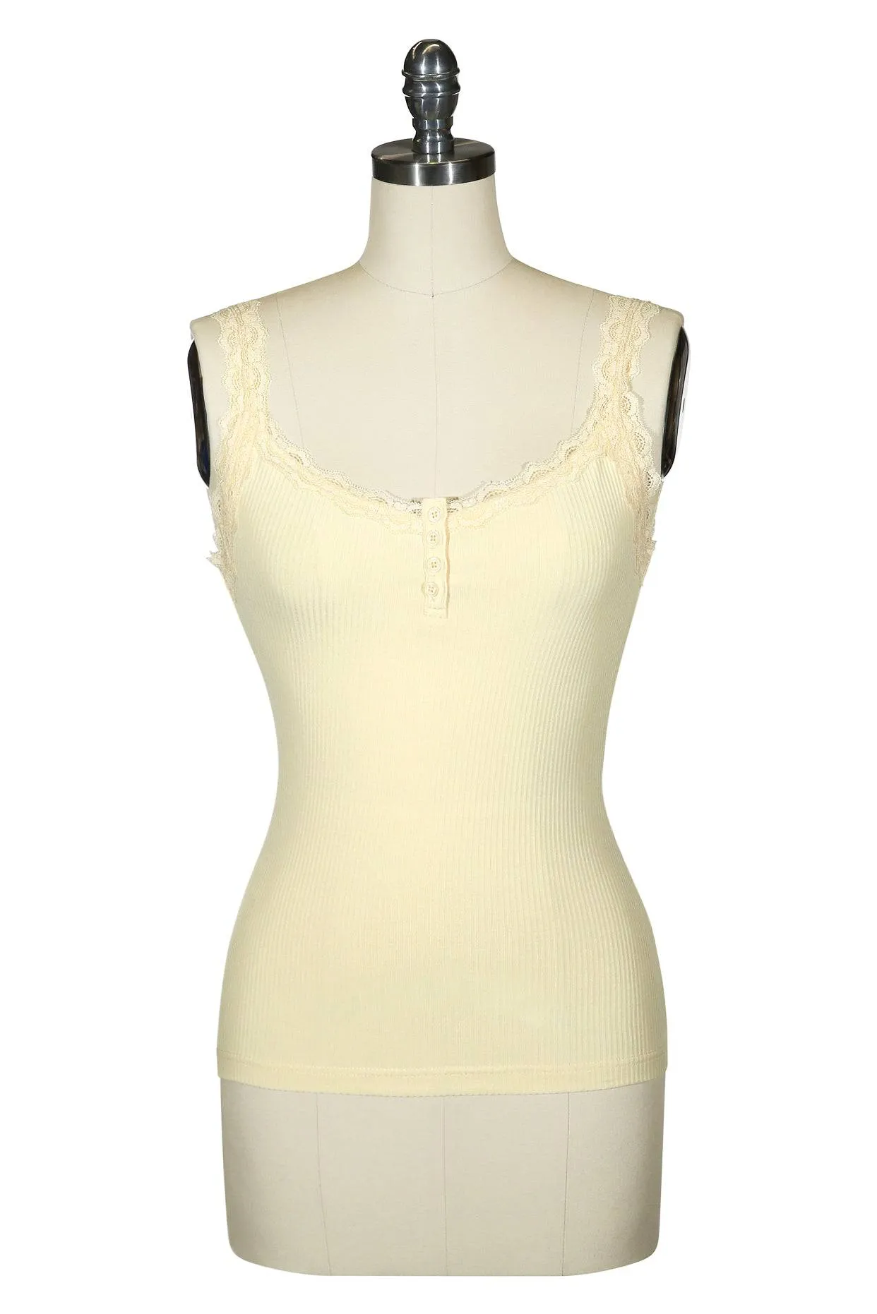 Follies D'Amour Lace Trim Singlet (Cream)