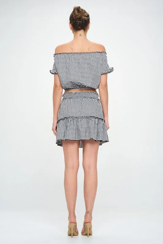 GINGHAM SEERSUCKER TOP SKIRT SET