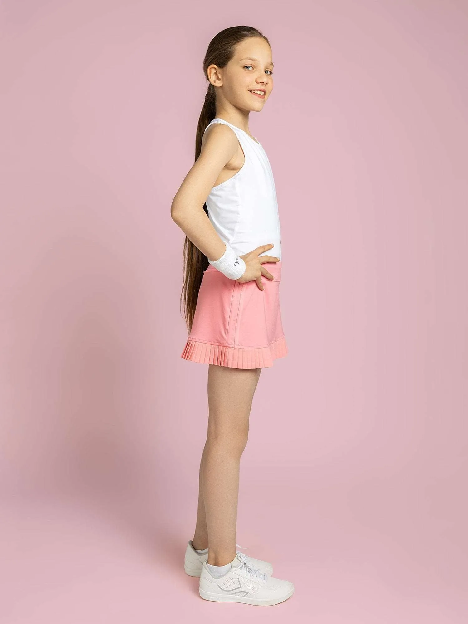 Girls Classic Tennis Pleated Skirt - Plumeria