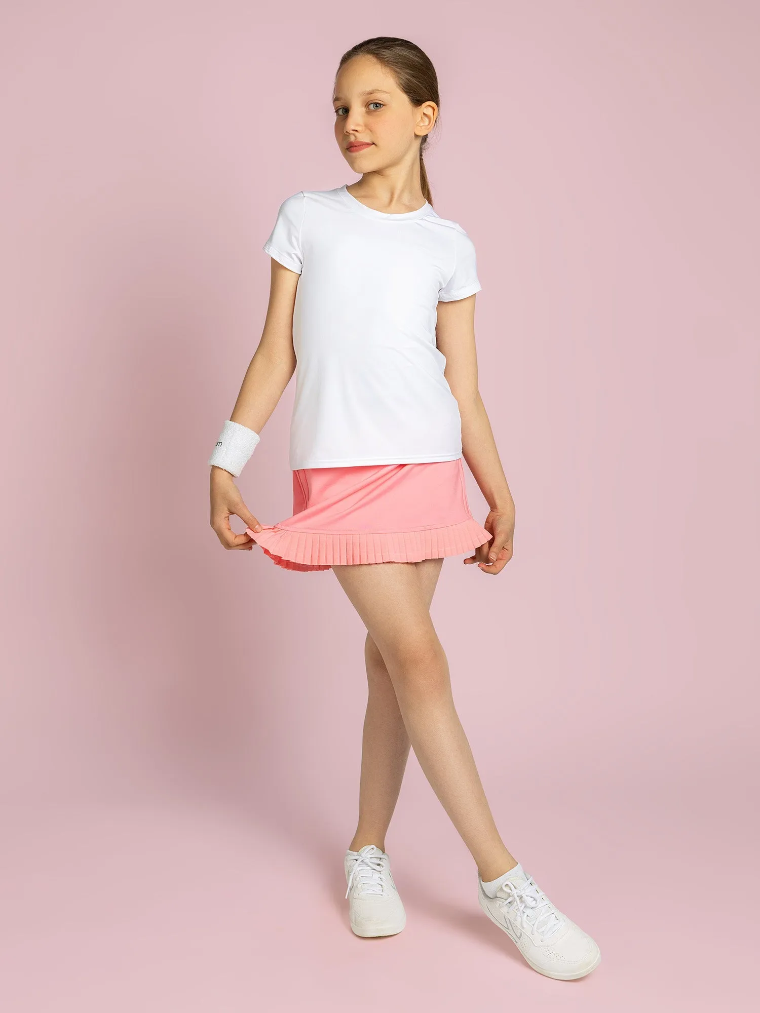 Girls Classic Tennis Pleated Skirt - Plumeria