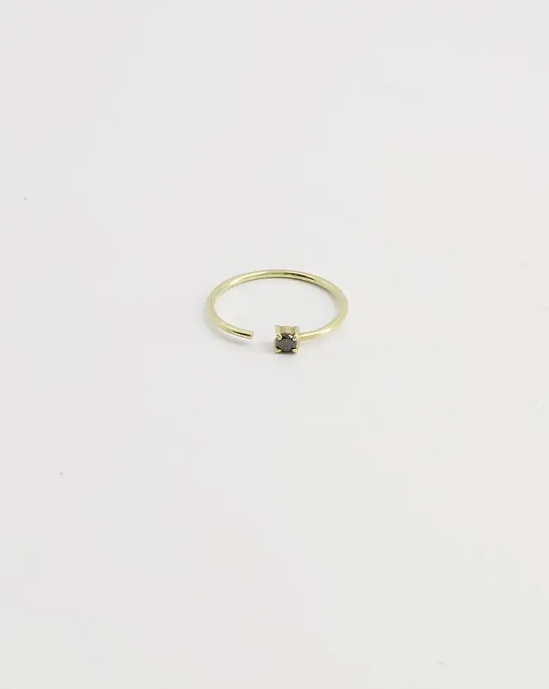 Gold & Gold-Vermeil black diamond ring / ONE SIDE