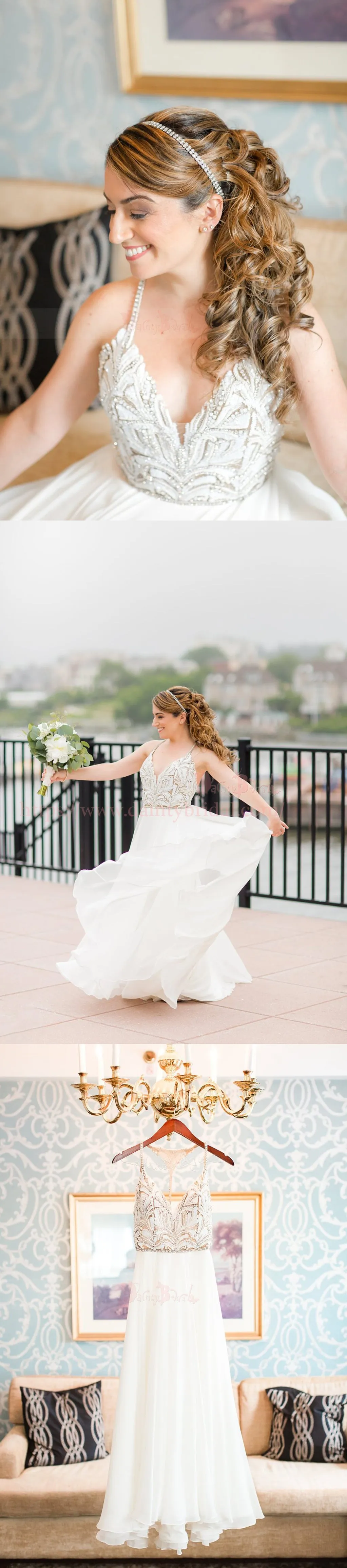 Gorgeous Rhinestone Halter Backless Chiffon Wedding Dresses ,DB0156