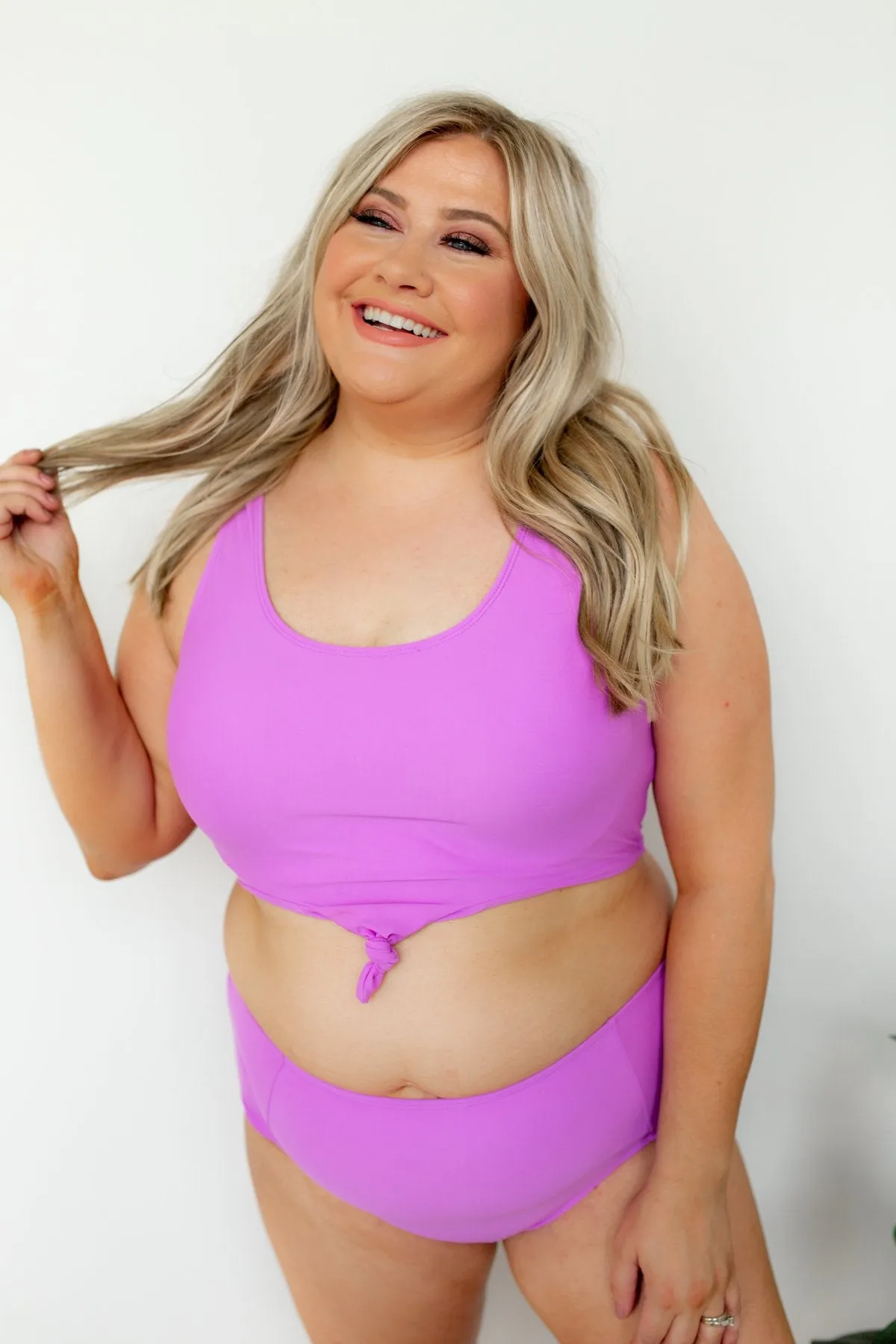 High Waist Swimsuit Bottoms- Solid Purple