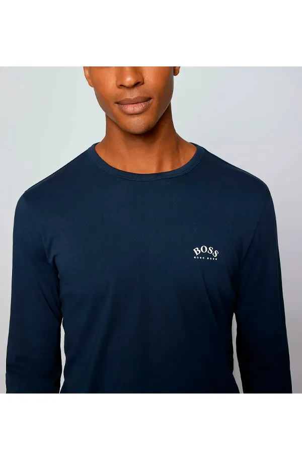 Hugo Boss Curved Chest Logo L/S Tee Navy