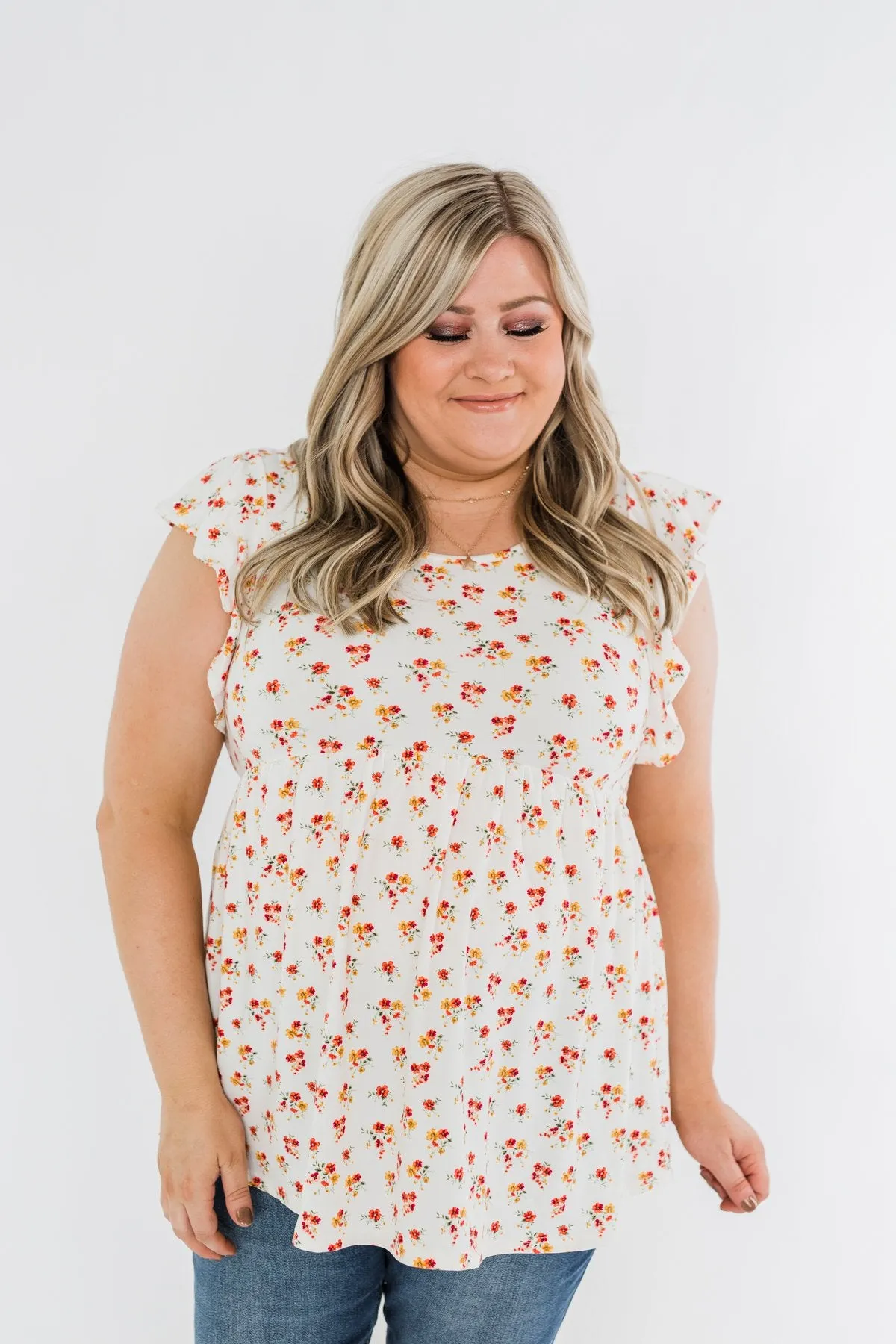 Longer Days Floral Babydoll Top- Ivory