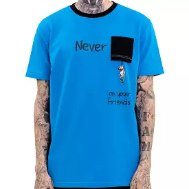 NEVER RAT HANGING POCKET TEE AQUA