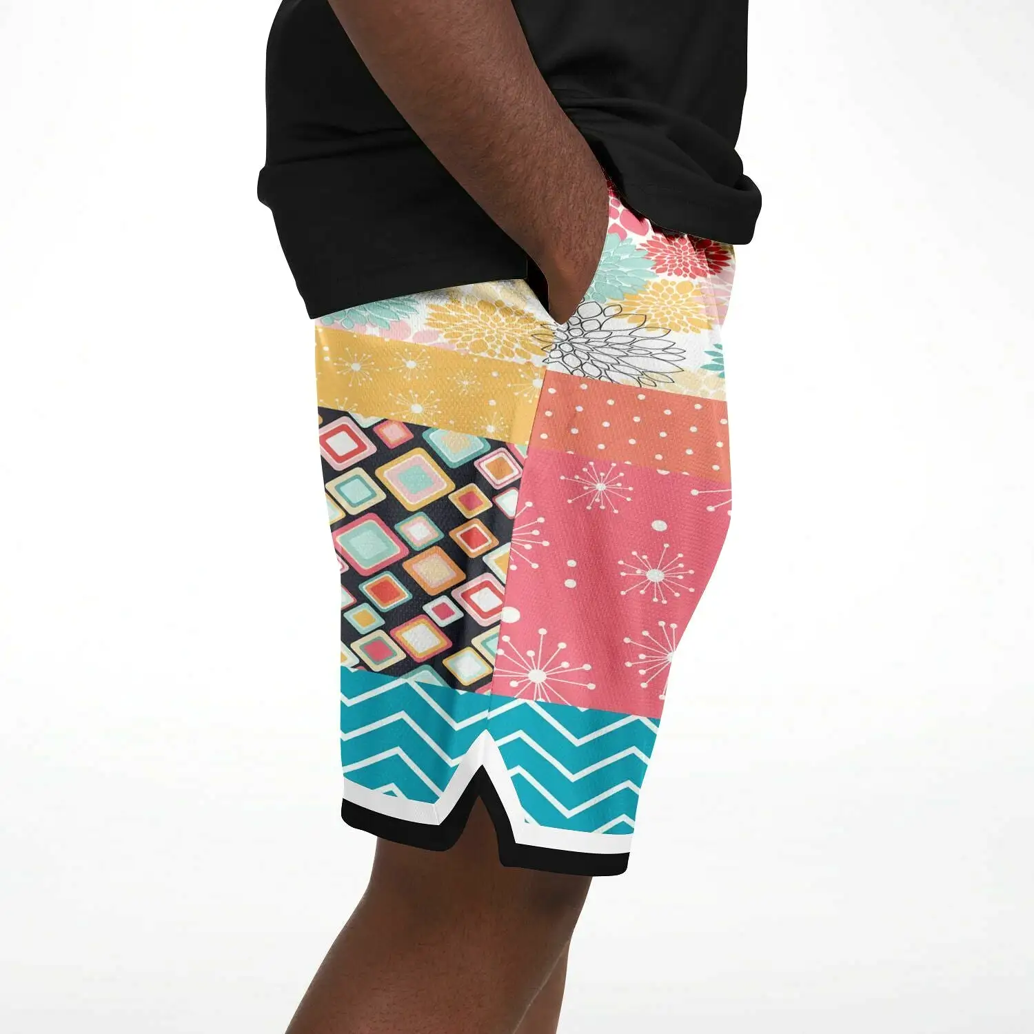 Old Miami Geo Patchwork Basketball Shorts