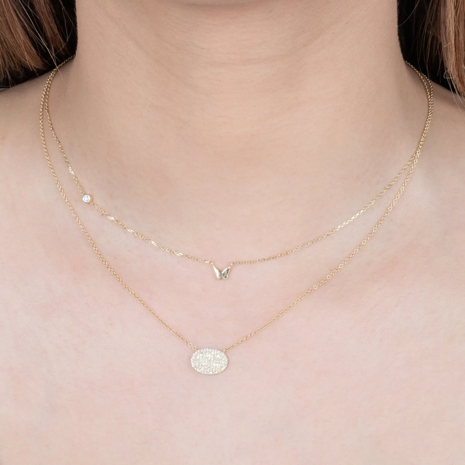 Oval Diamond Pavé Station Necklace