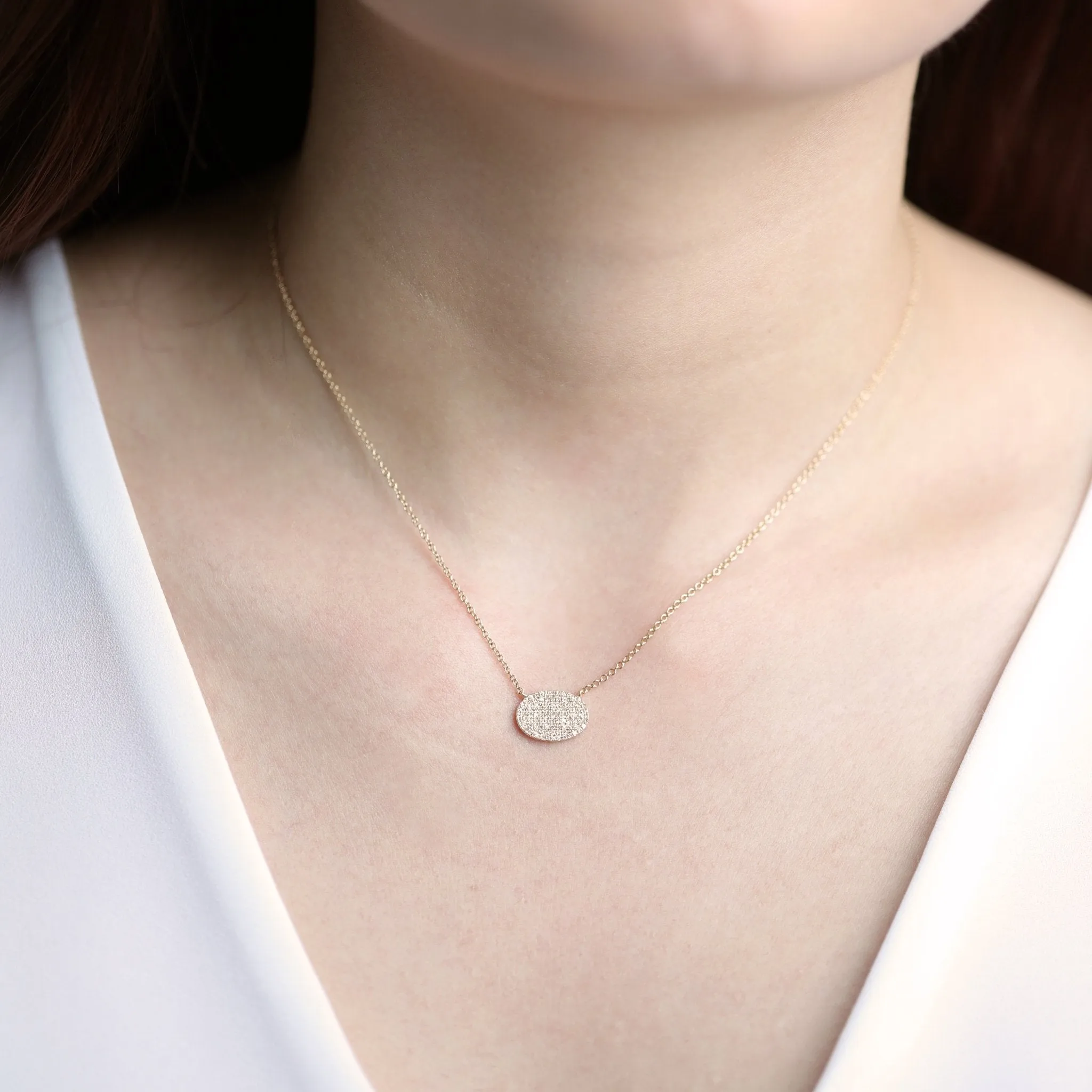 Oval Diamond Pavé Station Necklace