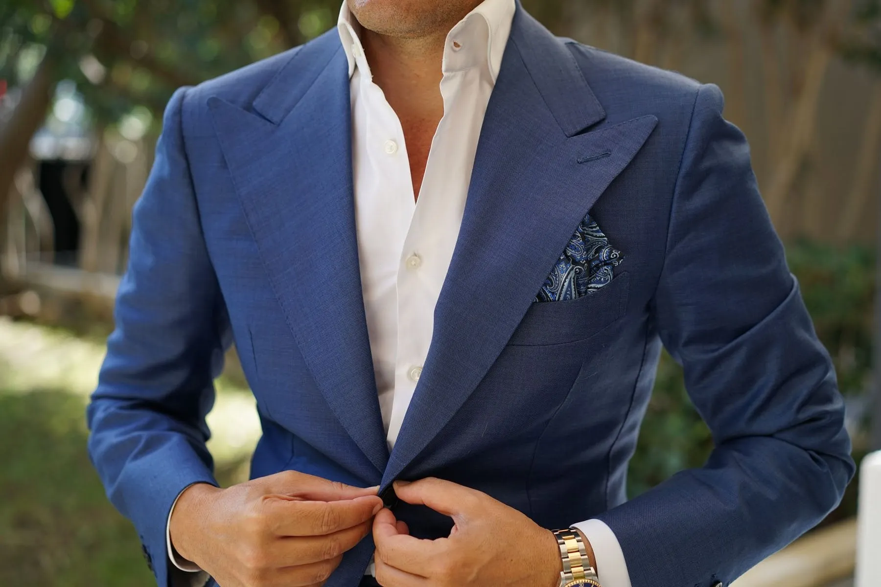 Paisley Black and Blue Pocket Square