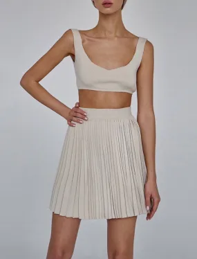 Pleated Skirt and Short Top Knit Set