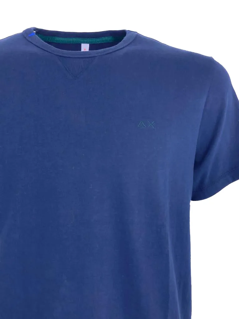 T-SHIRT BASICA UOMO BLU 100% COTONE