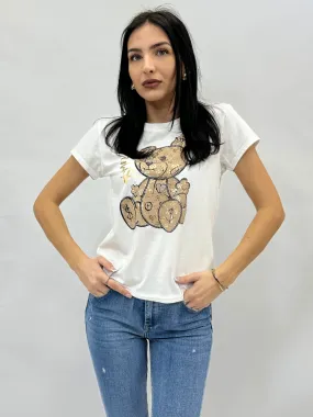 T-shirt in cotone con orso smile