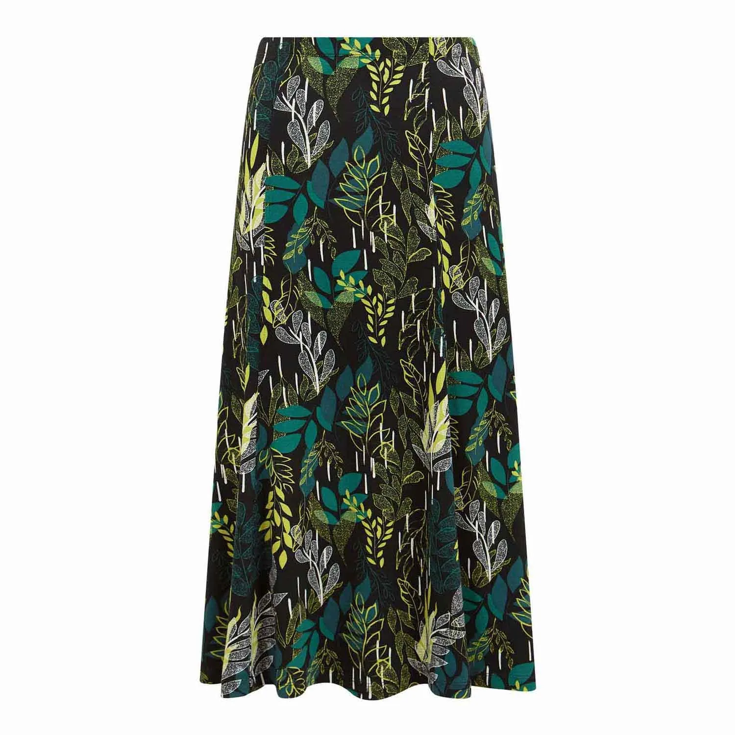 Tropical Leaf Print Short Skirt - Black