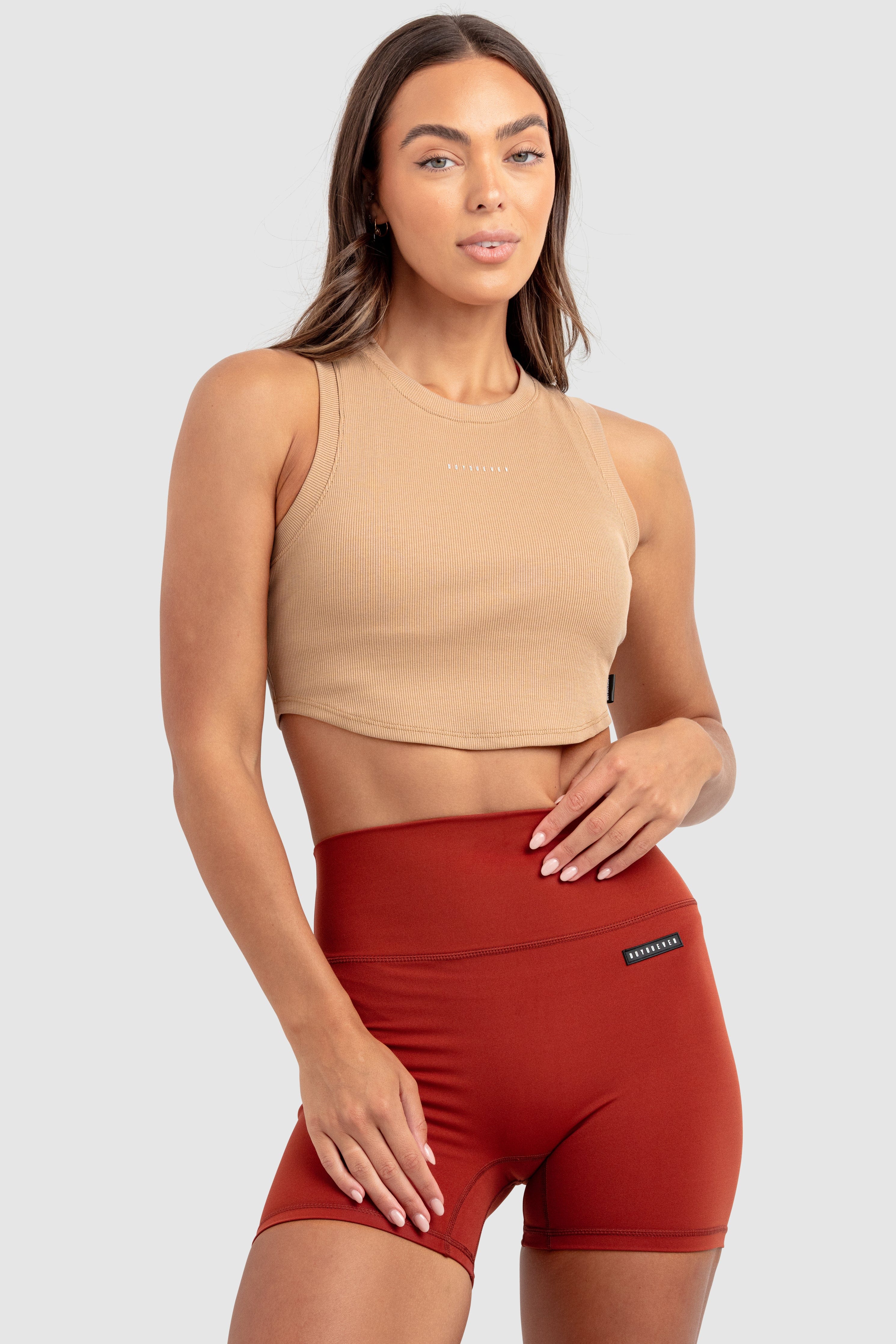 Womens Scoop Tank - Taupe Brown